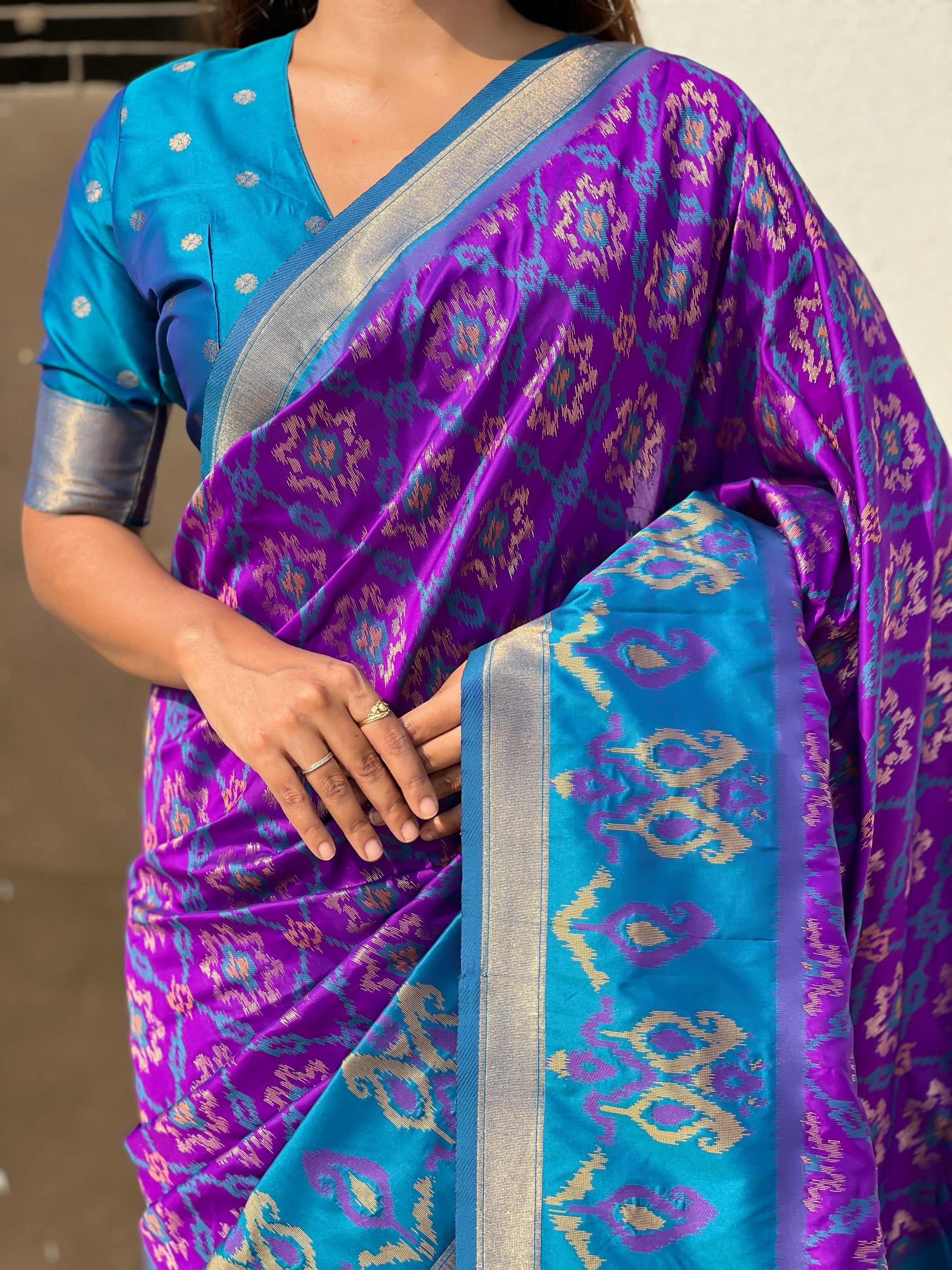Lavender Woven Meenakari Ikkat Designer Patola Silk Ceremonial Saree