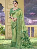 Light Green Color Woven Work Banarasi Silk Saree