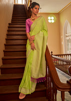 Light Green Nylon Saree With  Jacquard Woven Work