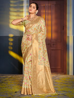 Light Green Woven Jacquard Designer Banarasi Silk Saree For Ethnic Indian Looks