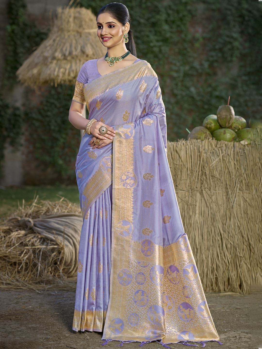 Light Lavender Color Banarasi Silk Traditional Wear Saree