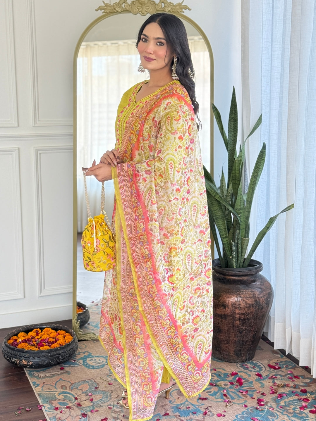 Liril Rayon Elegant Kurta Pant Set With Embroidery Work
