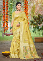 Luxurious Yellow Assam Silk Meenakari Festival Saree