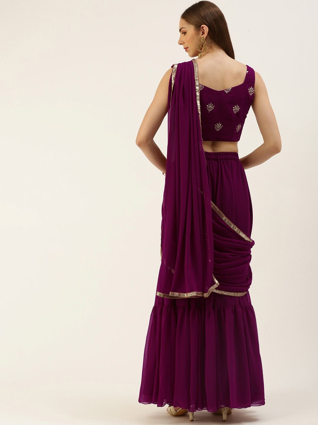 Magenta Lehenga Choli with Thread Embroidery With Sequins Work