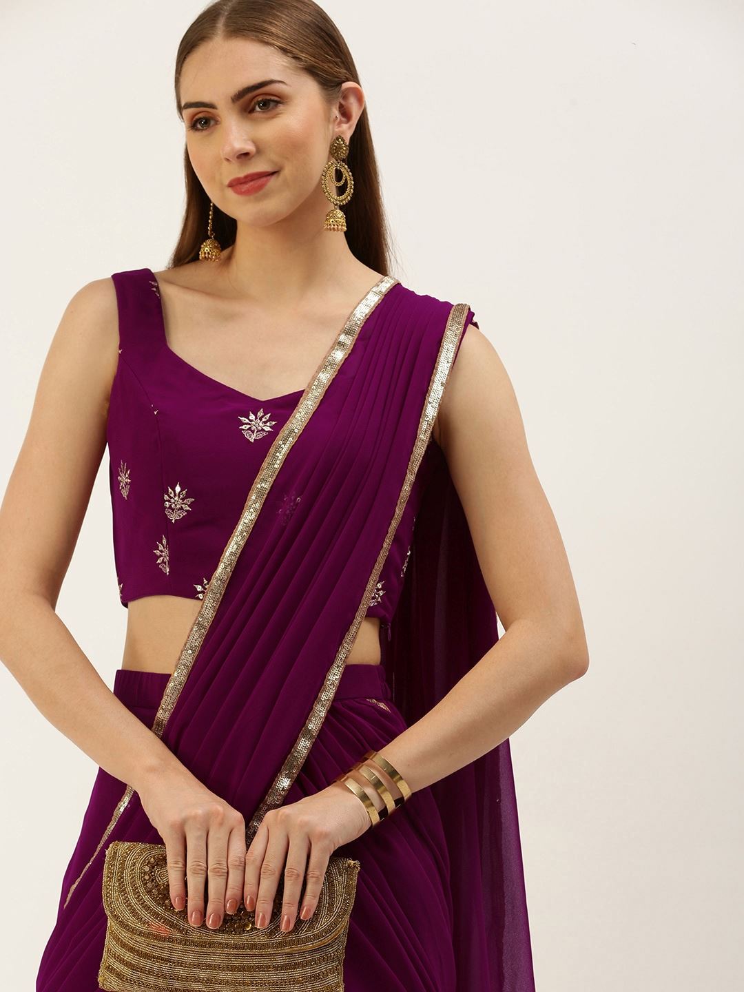 Magenta Lehenga Choli with Thread Embroidery With Sequins Work