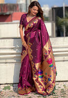 Magenta Silk Blend Paithani Saree