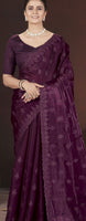 Magenta Stylish Jimmy Choo Ethnic Sequins Embroidered Saree