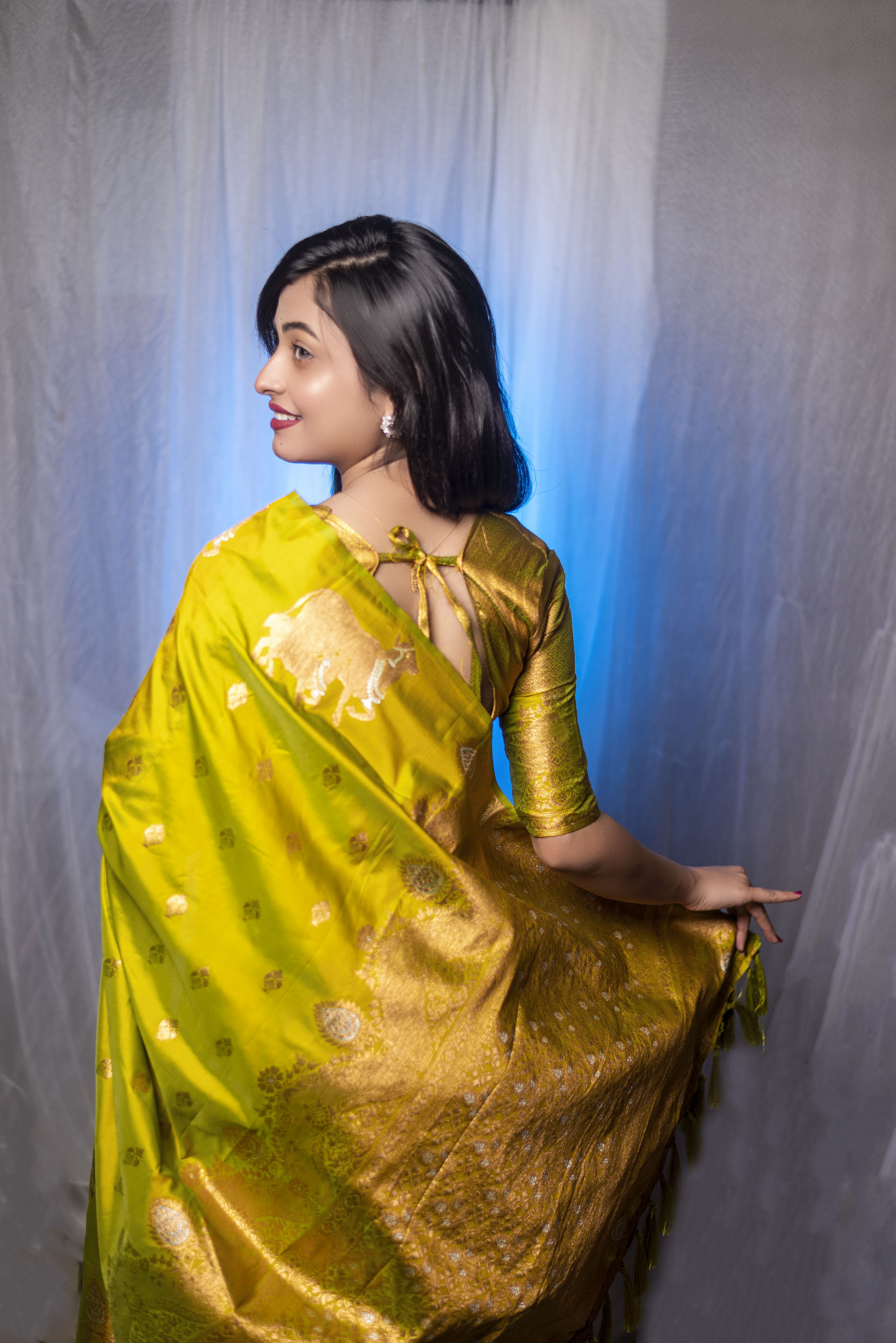 Mahendi Beautiful Woven Jari Nandi Designer Moonga Silk Saree