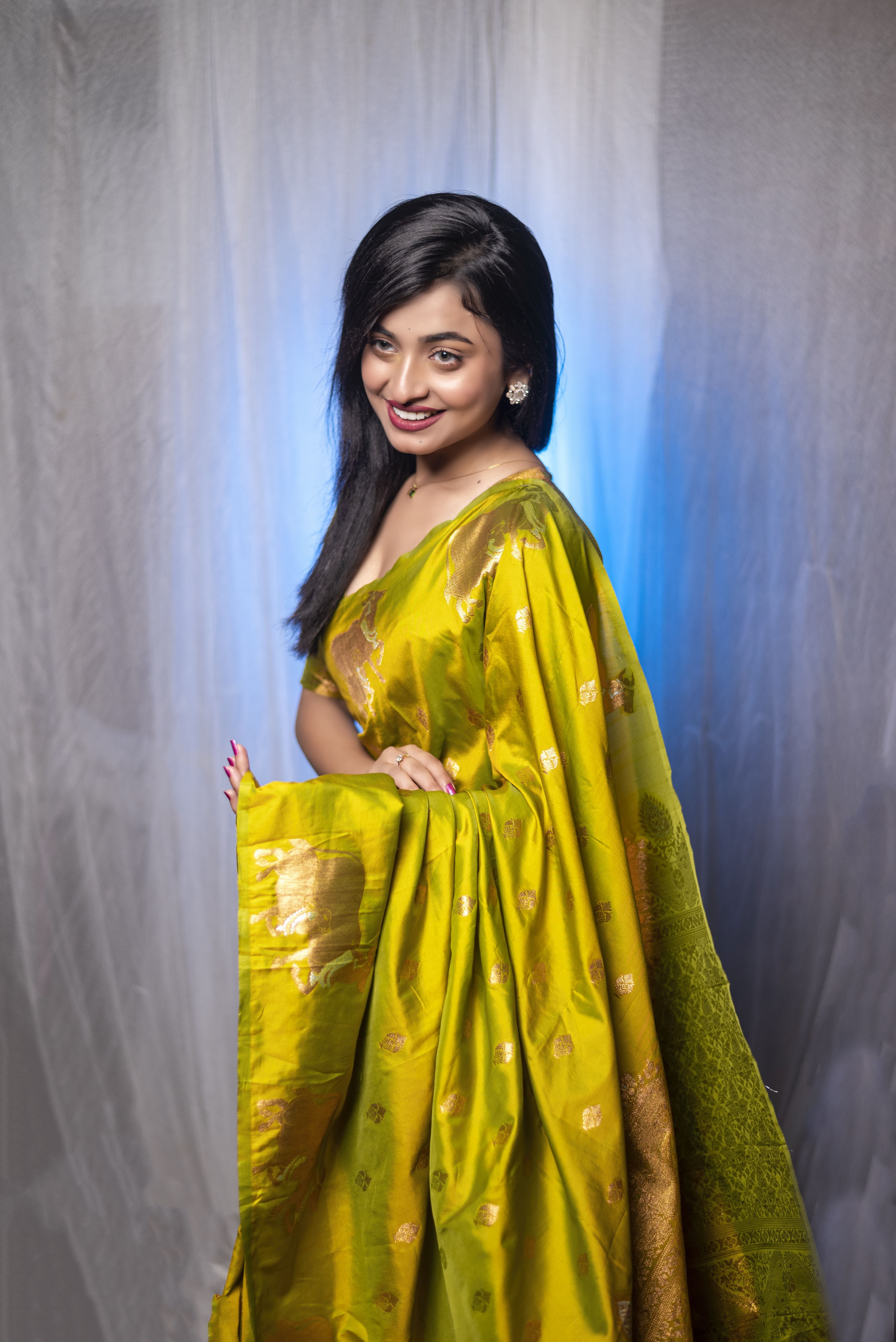 Mahendi Beautiful Woven Jari Nandi Designer Moonga Silk Saree