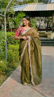 Mahendi Colour Candy Crush Silk Embroidery Work Saree