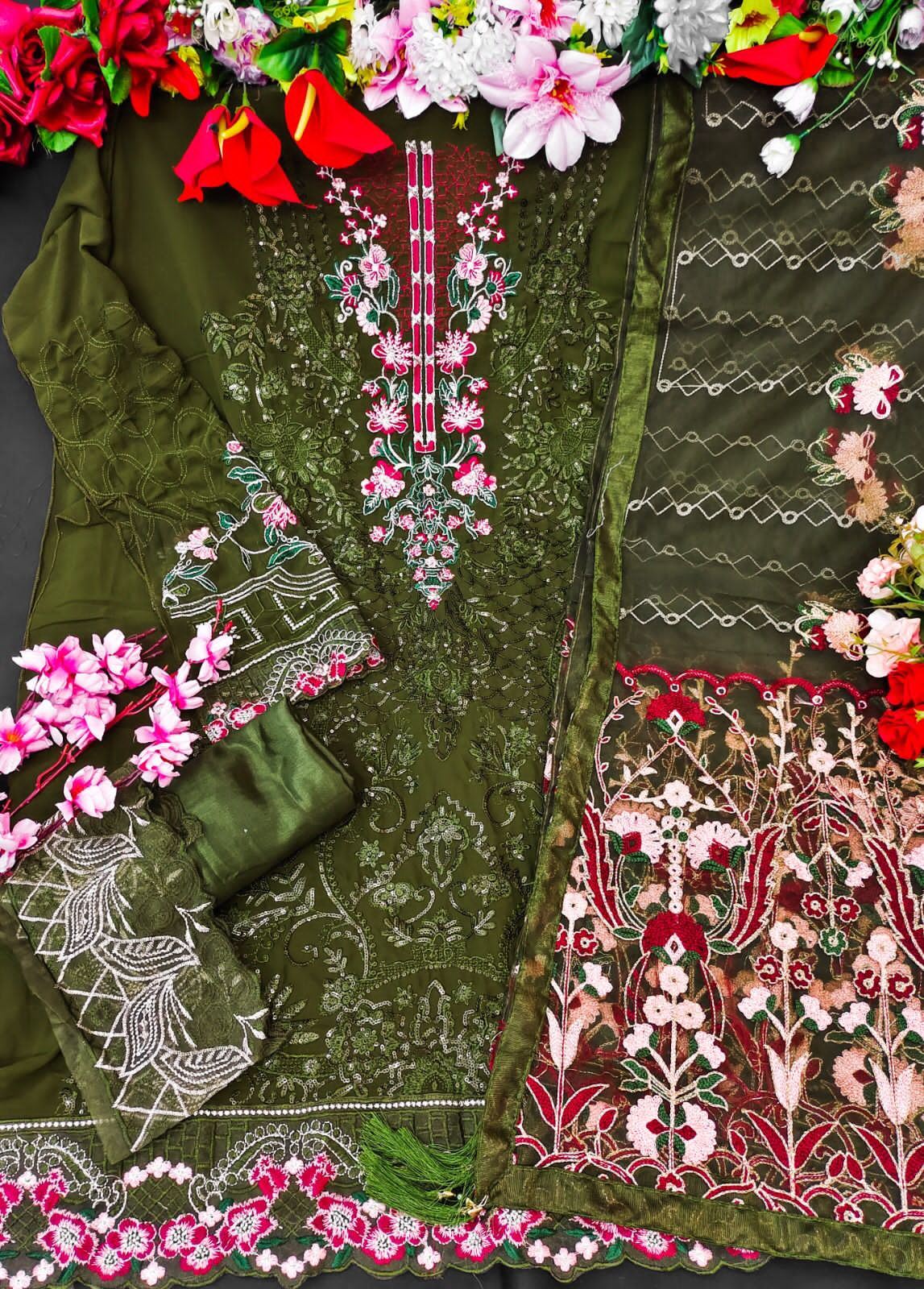 Mahendi Heavy Designer Suit With Heavy Embroidery Work