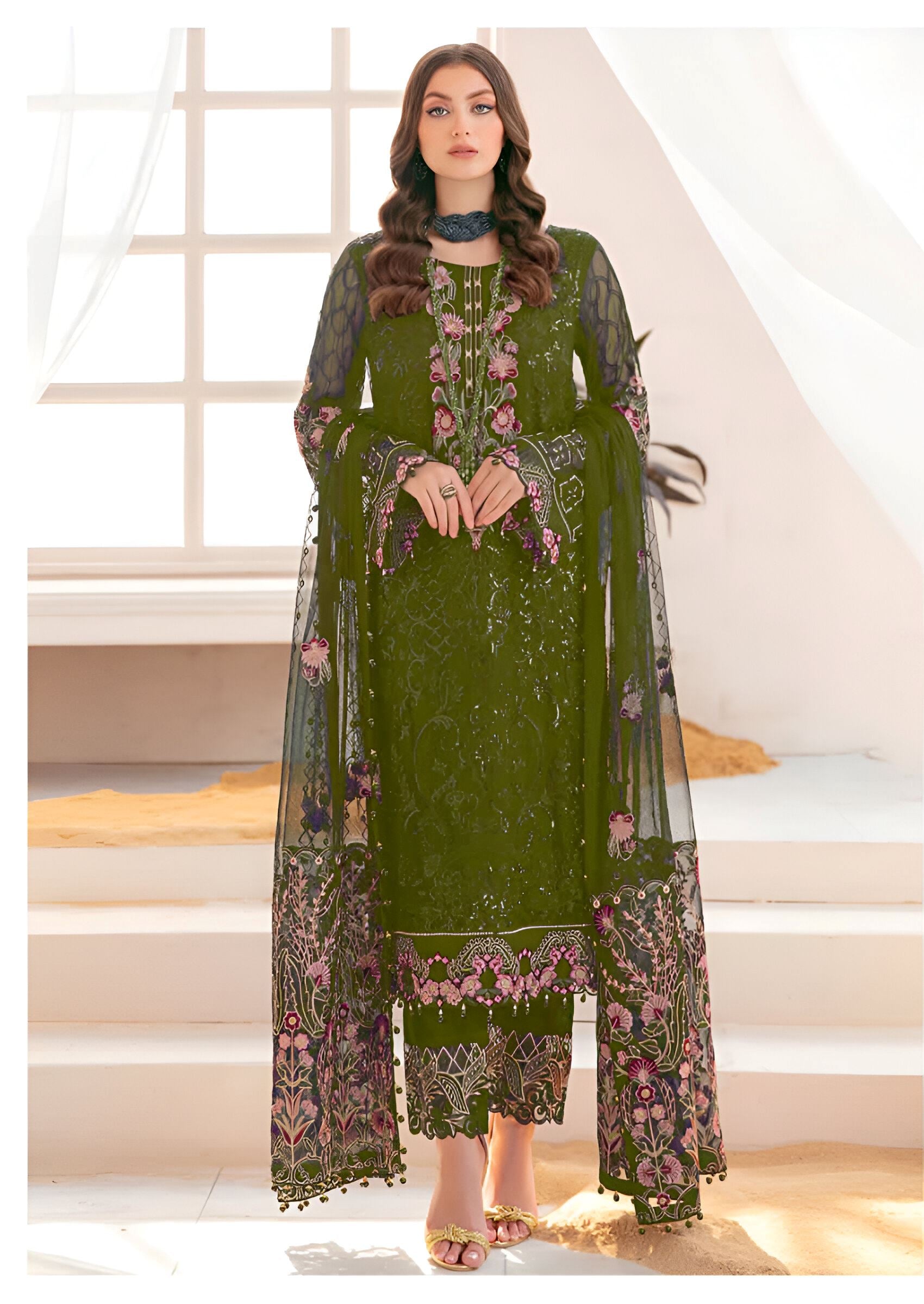 Mahendi Heavy Designer Suit With Heavy Embroidery Work