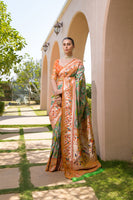 Mahendi Paithani Silk Saree with Meenakari Zari and Pallu