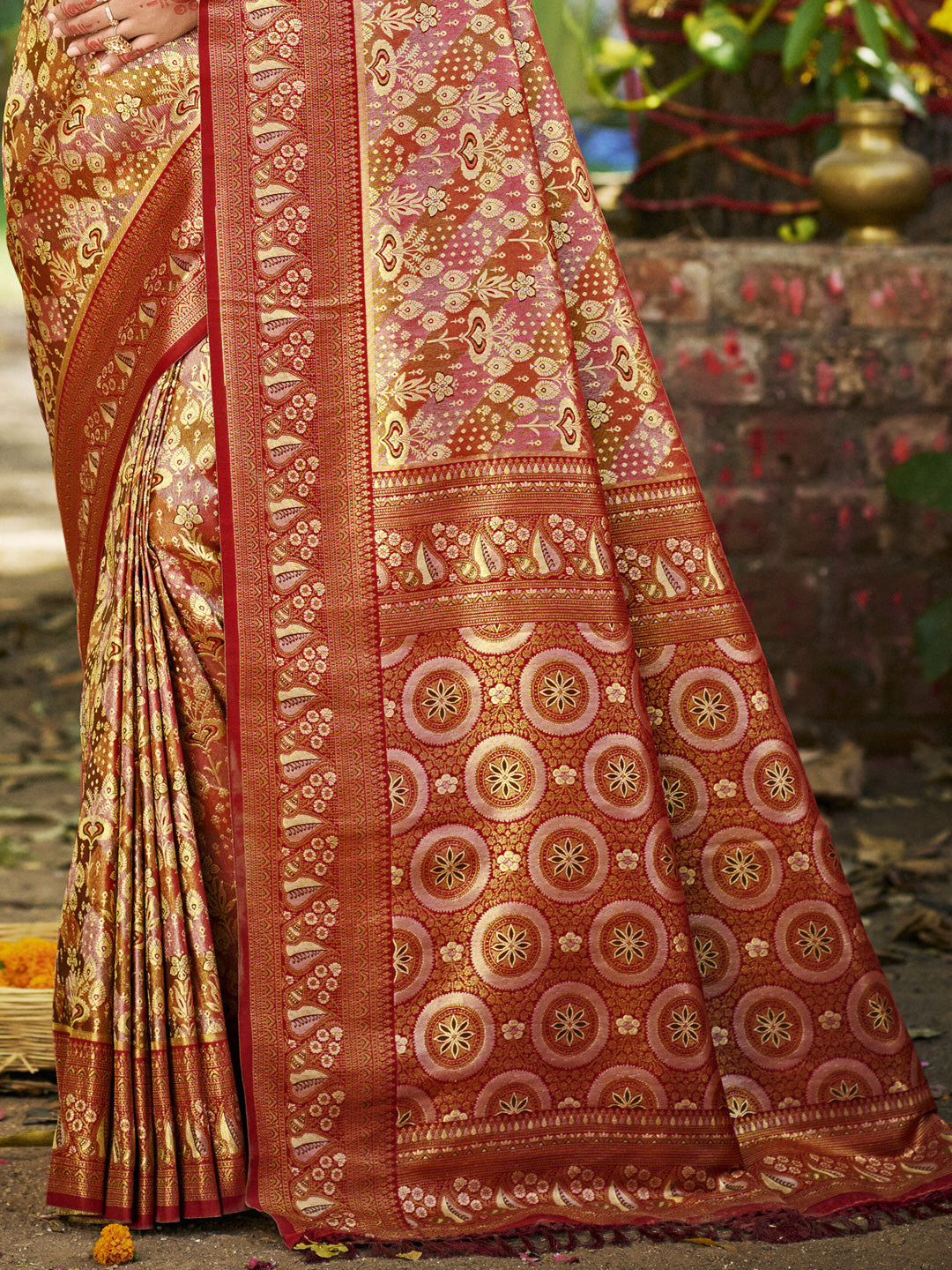 Maroon Dharmavaram Saree With Sophisticated Touch and Subtle Elegance