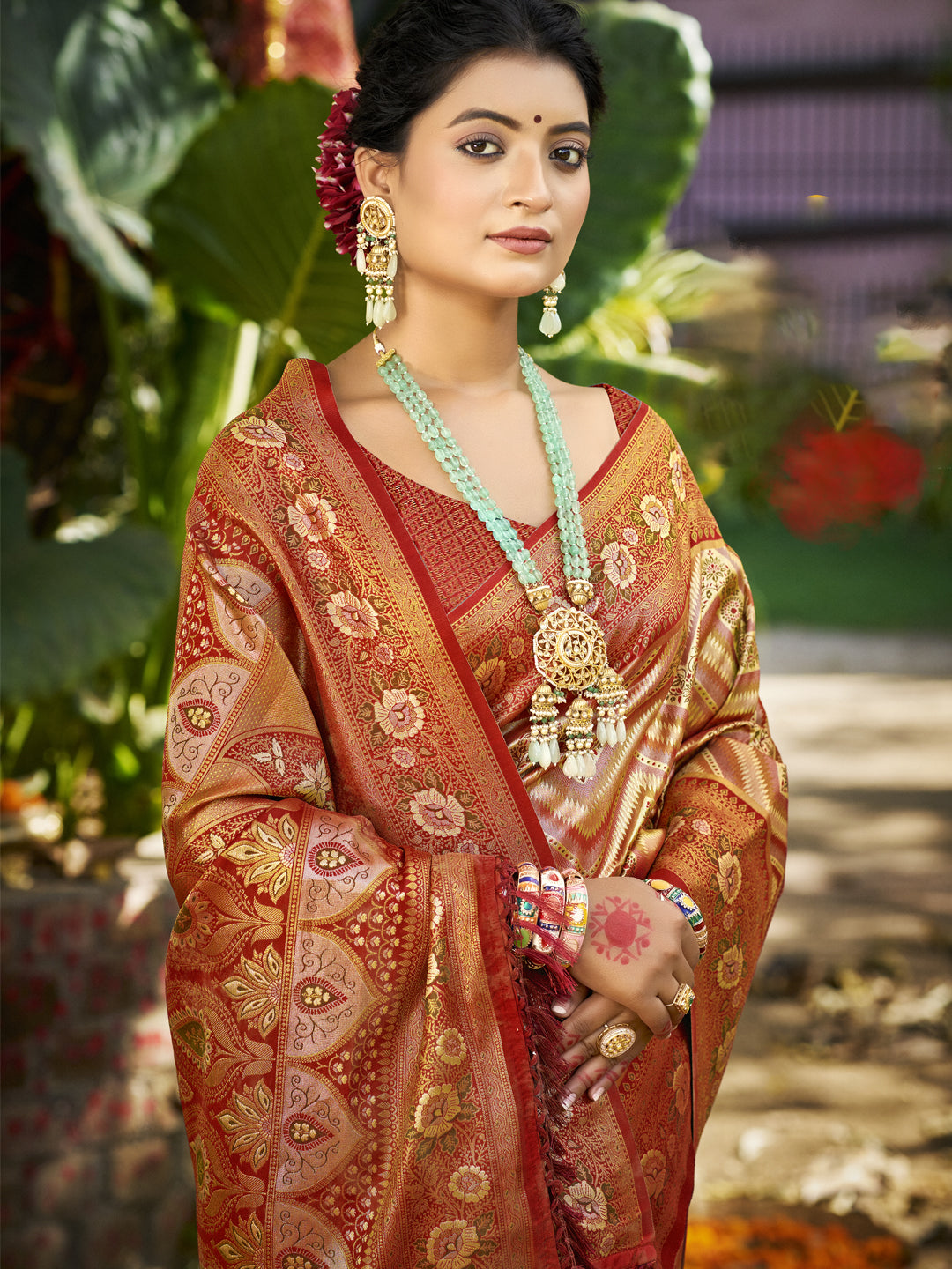 Maroon Dharmavaram Silk Saree With Minimalist Elegance and Classy Drape