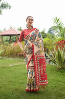 Maroon Tussar Silk Fabric Designer Patola Printed Ethnic Traditional Saree
