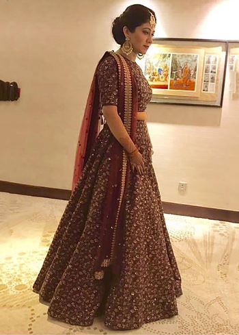 Maroon Zari Embroidered Silk Bridal Lehenga Choli