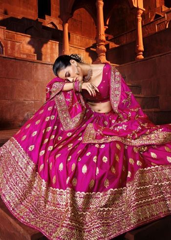 Marvelous Hot Pink Sequins Embroidered Silk Lehenga Choli