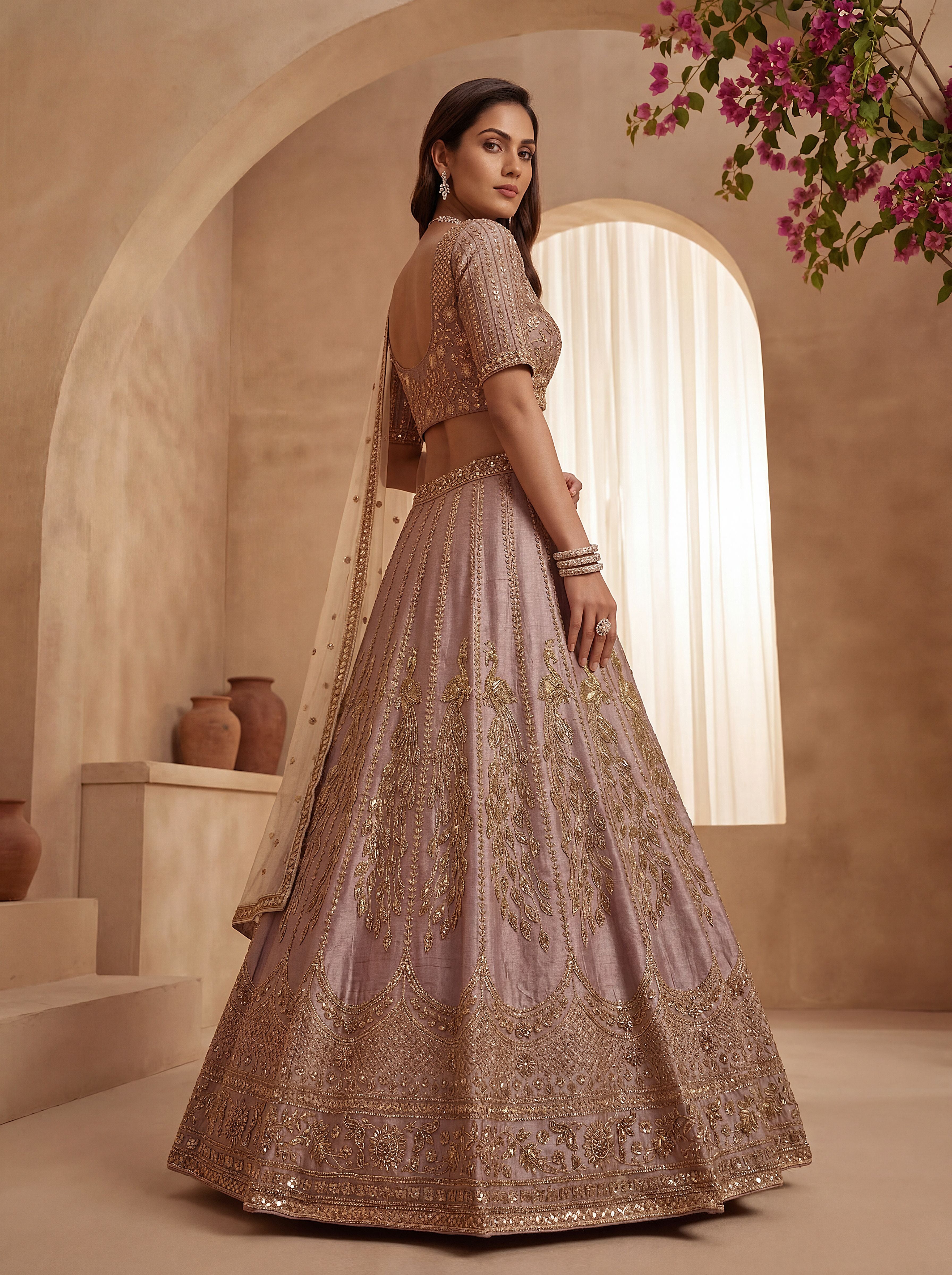 Mauve Gadhwal Silk Lehenga Choli With Hand Work With Sequins Heavy Embroidery Work
