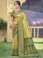 Mehendi Green Color Woven Work Banarasi Silk Saree
