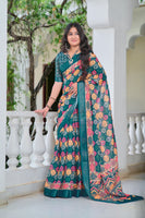 Multi Beautiful Linen Cotton Designer Festive Wear Saree