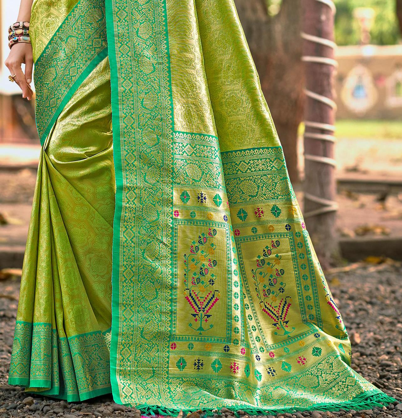 Multi Color Kanjivaram Silk Saree With Elegant Flow and Traditional Feel