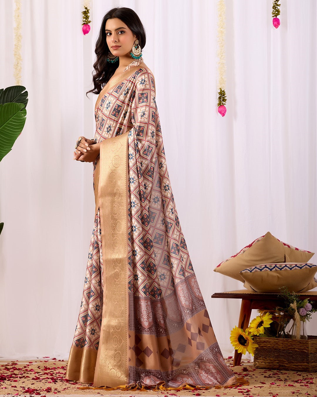 Multi Soft Lichi Silk Saree With Digital Printed Classic Designer Saree