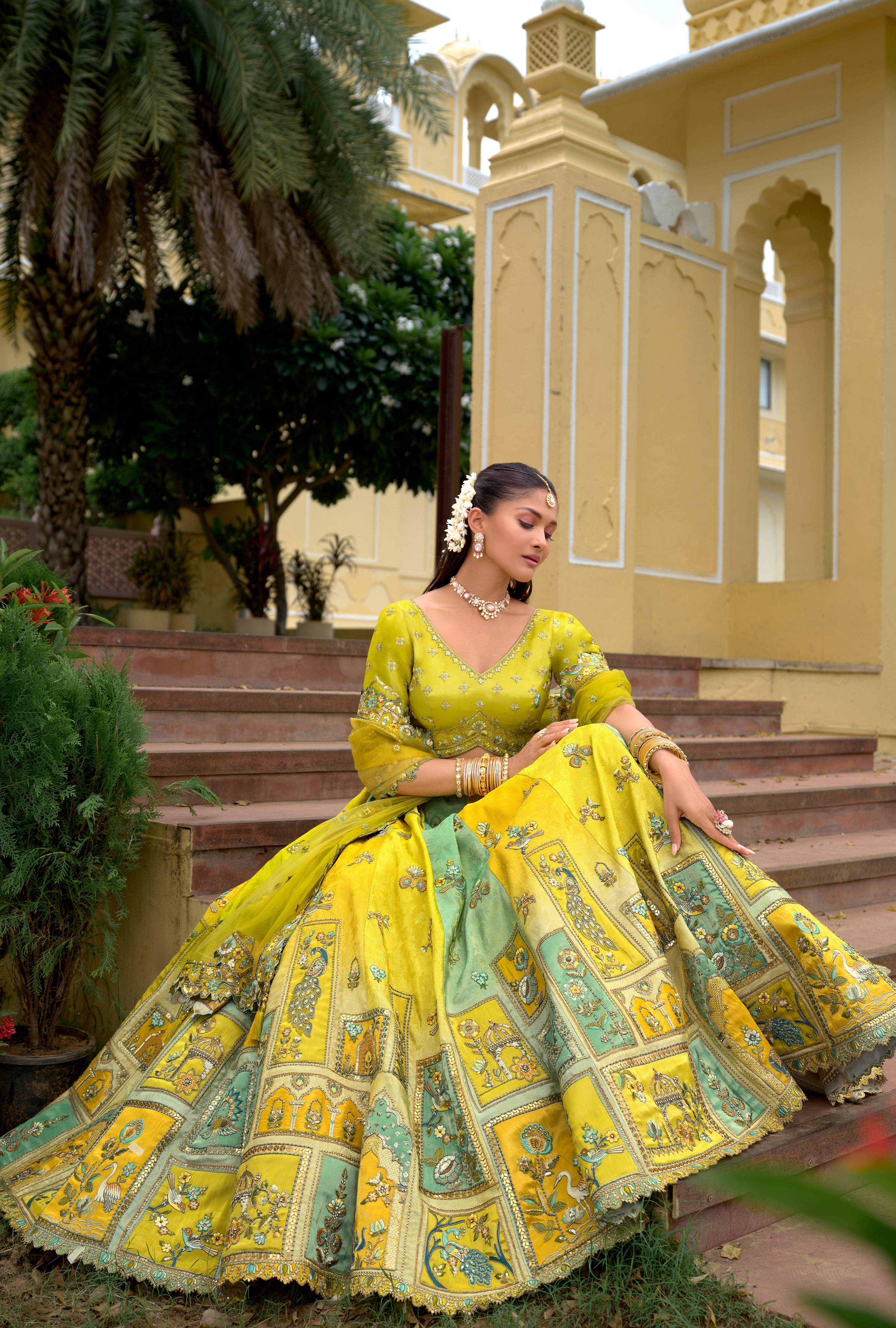 Multicolor Fancy Silk Lehenga Choli With Heavy Thread Embroidery, Stone, Sequence, Mirror and Cut Work Border