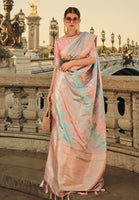 Multicolor Ranghat Satin Saree With  Woven Work