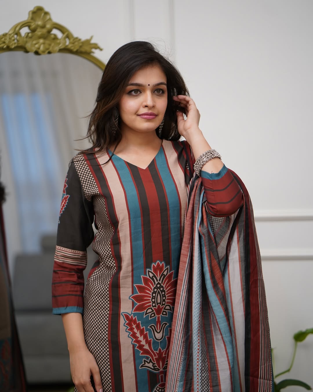 Multicolor Rayon Kurta Pant Set  Printed