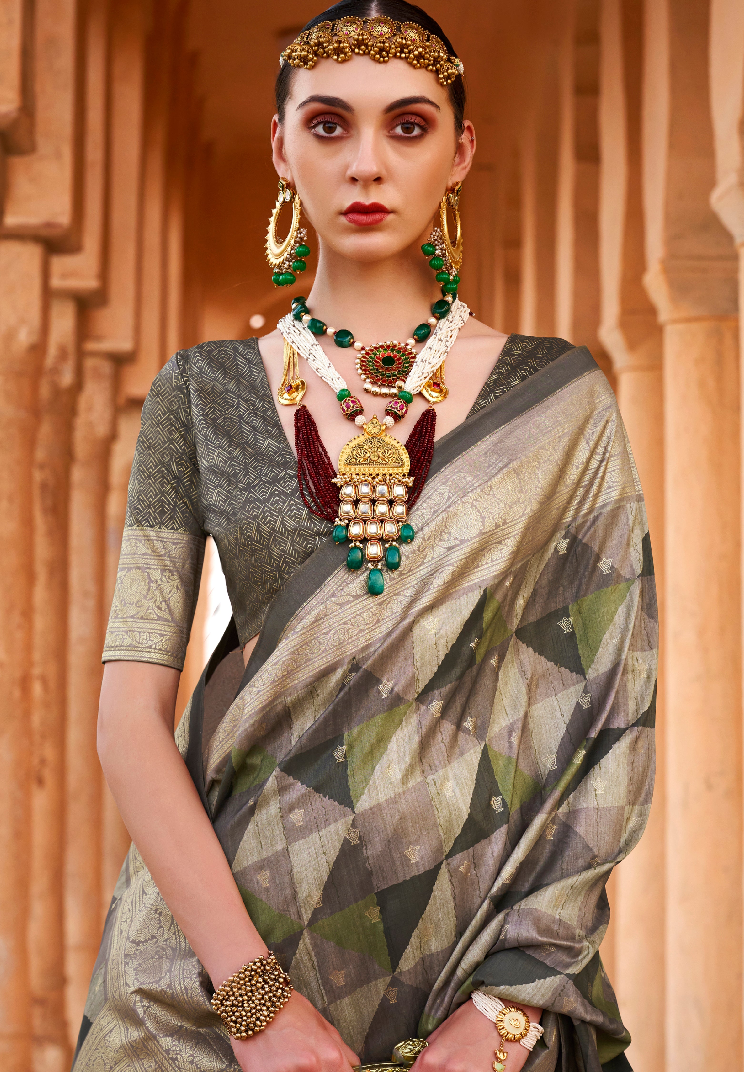 Multicolor Saree With  Jacquard Woven Work