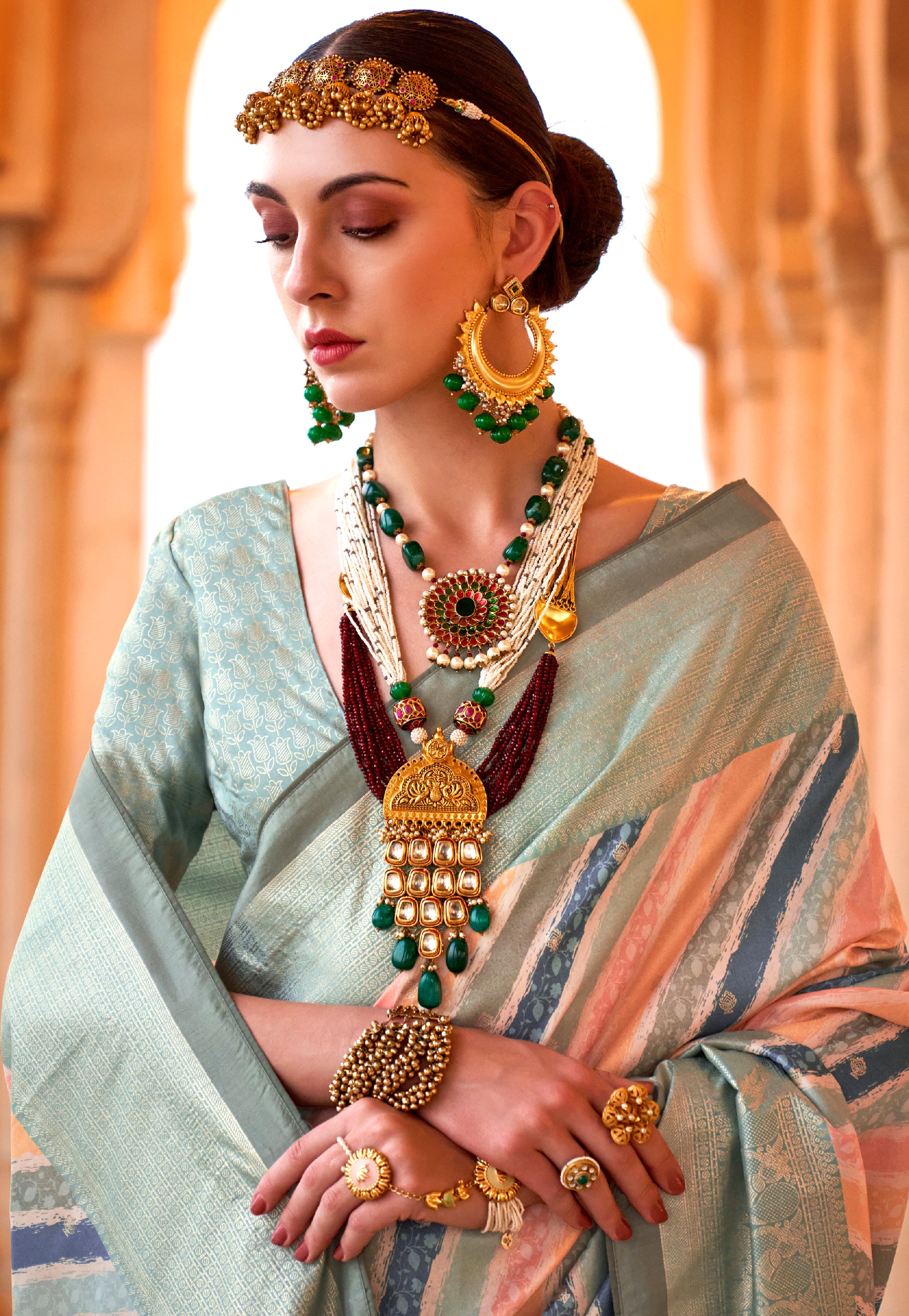 Multicolor Saree With  Jacquard Woven Work