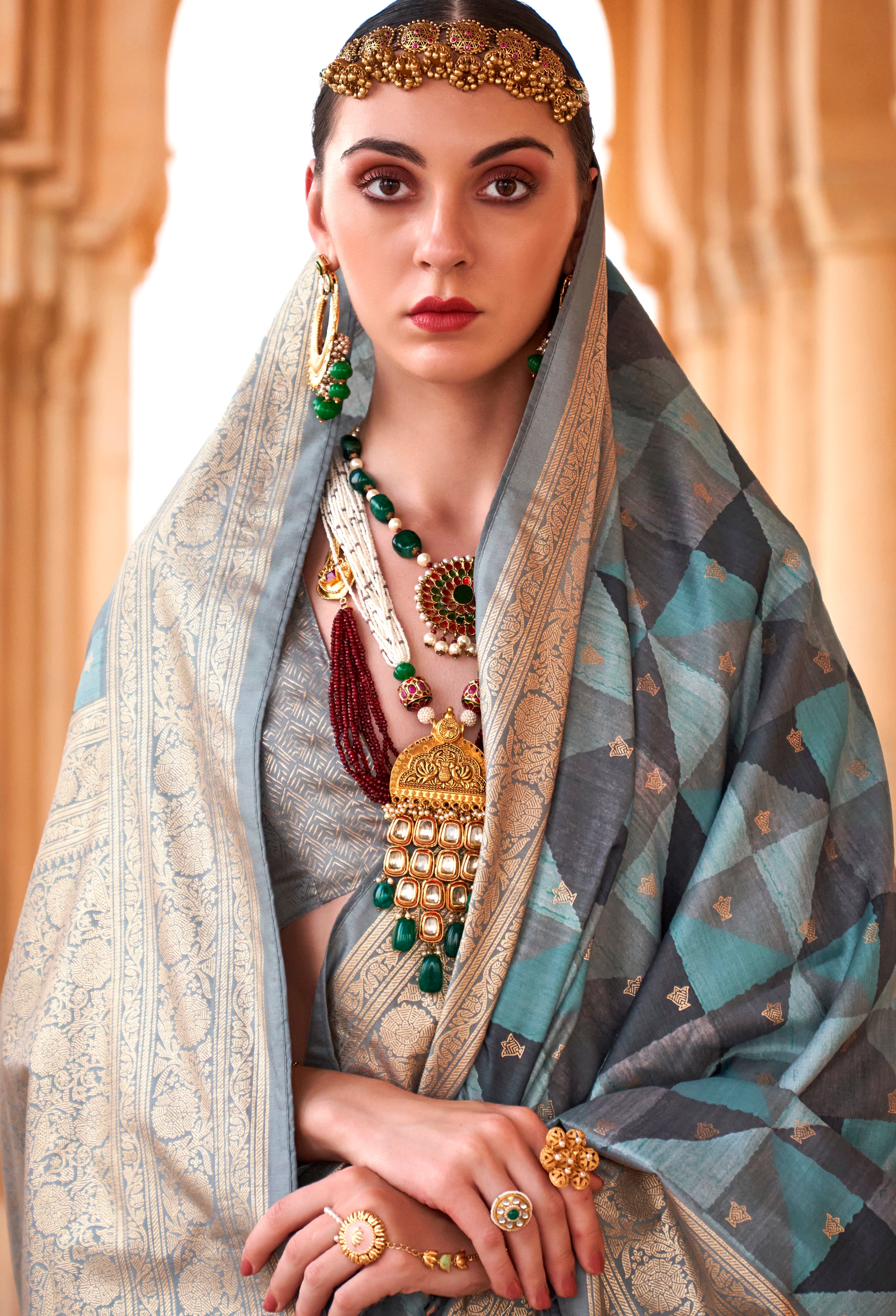 Multicolor Saree With  Jacquard Woven Work