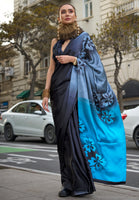 Multicolor Satin Crepe Saree With  Digital Print