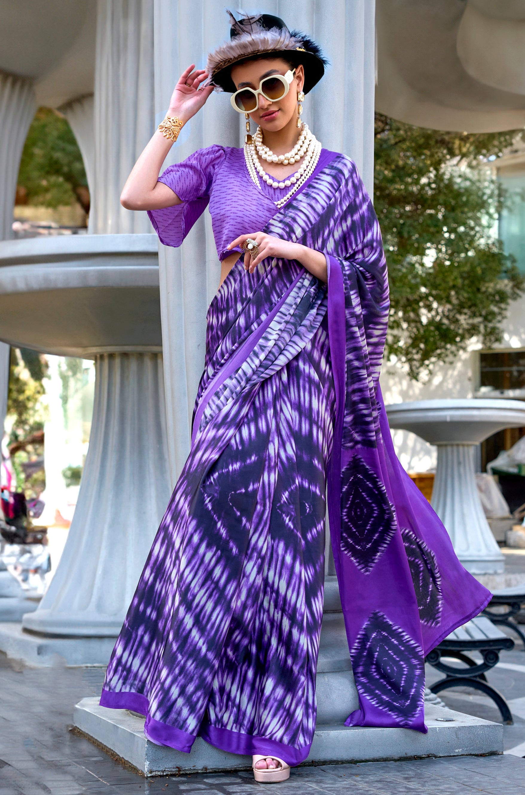 Multicolor Satin Saree With Digital Print