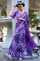 Multicolor Satin Saree With Digital Print