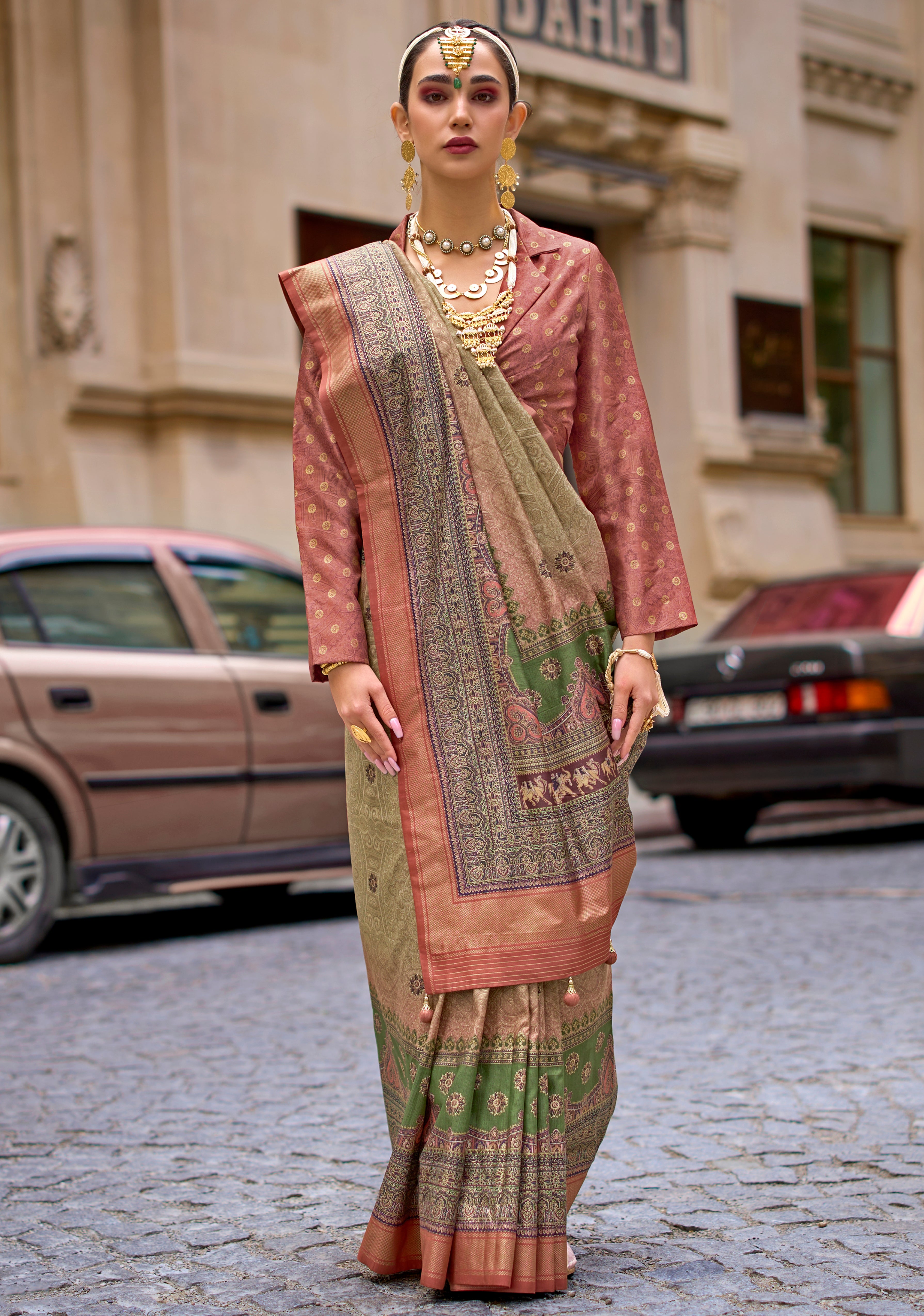 Multicolor Silk Saree With  Foil Print