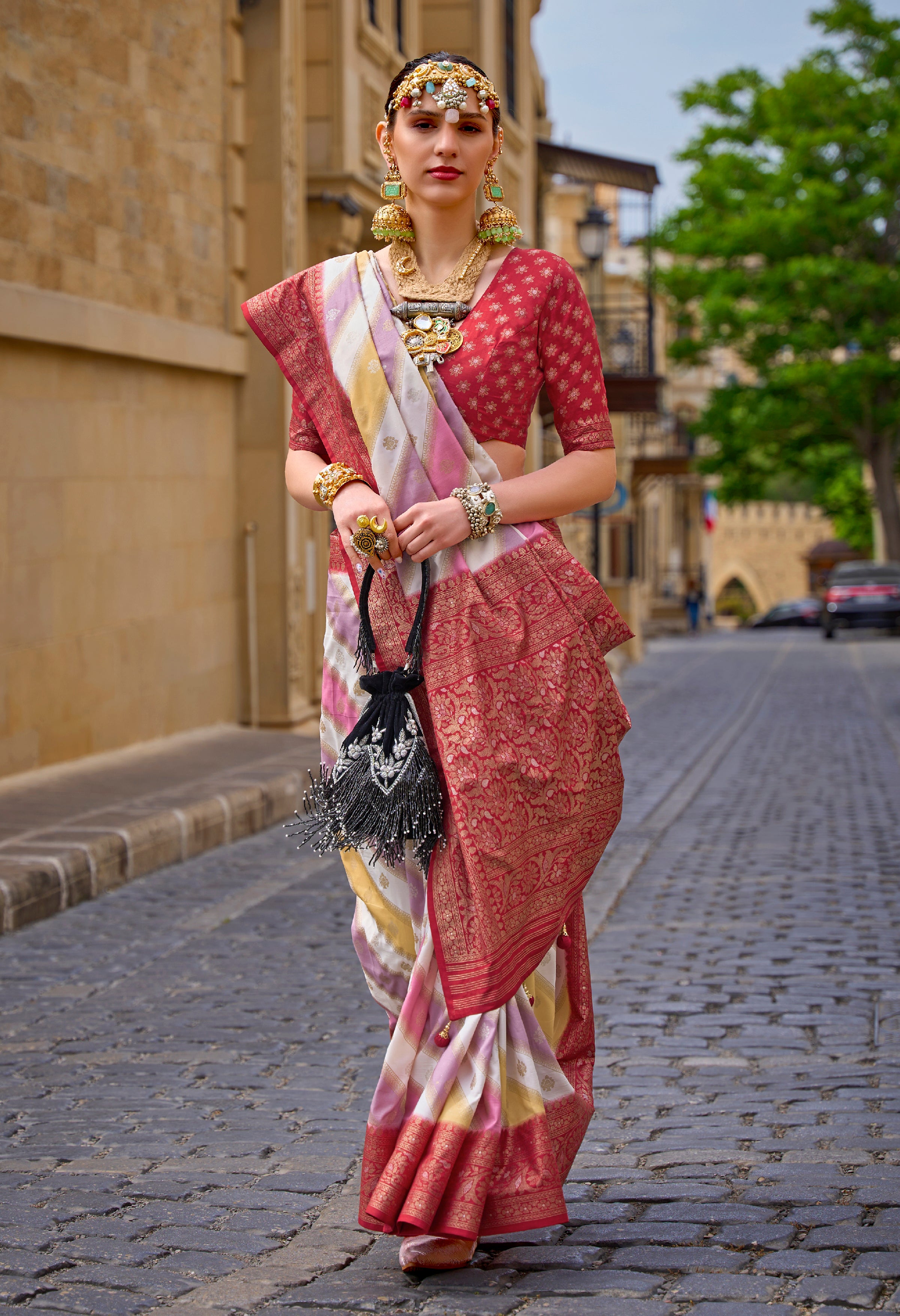 Multicolor Superior Silk Saree With Jacquard Woven