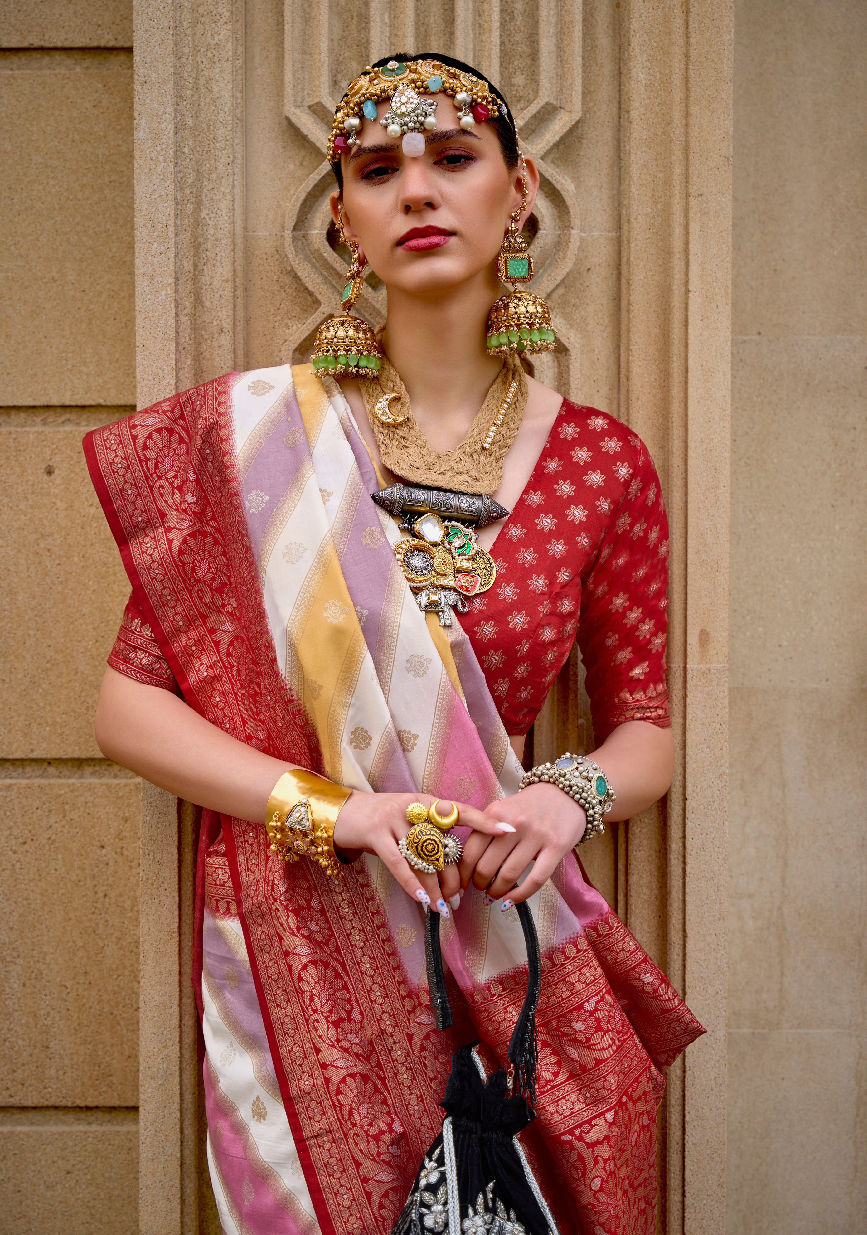 Multicolor Superior Silk Saree With Jacquard Woven