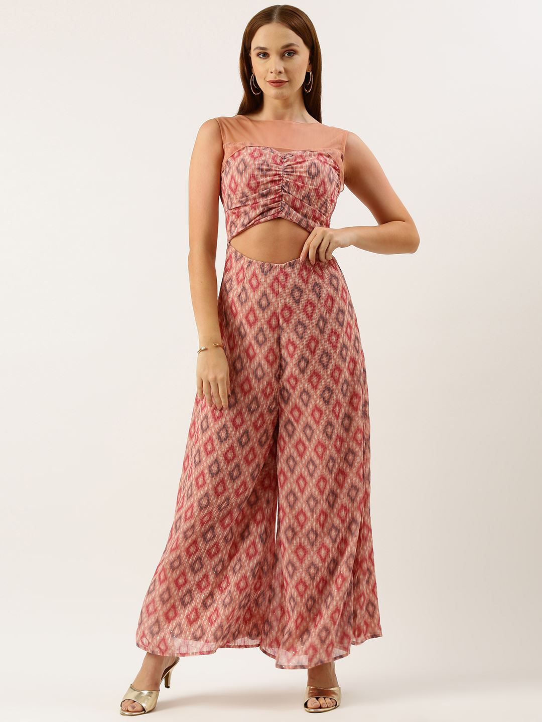 Multicolored Georgette Jumpsuits with Print with Crochat Work