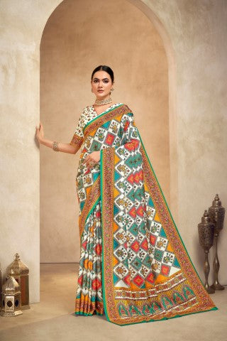 Multy Crepe Silk Position Digital Foil Printed Saree