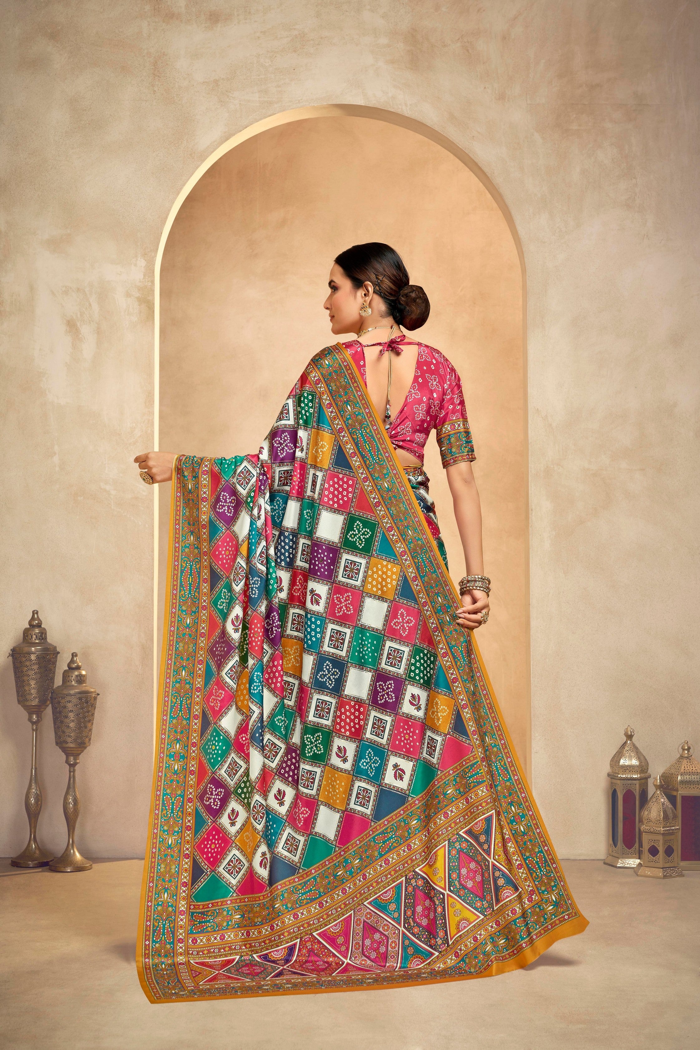 Multy Crepe Silk Position Digital Foil Printed Saree