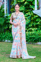 Multy Linen Cotton Designer Printed Ethnic Festive Saree