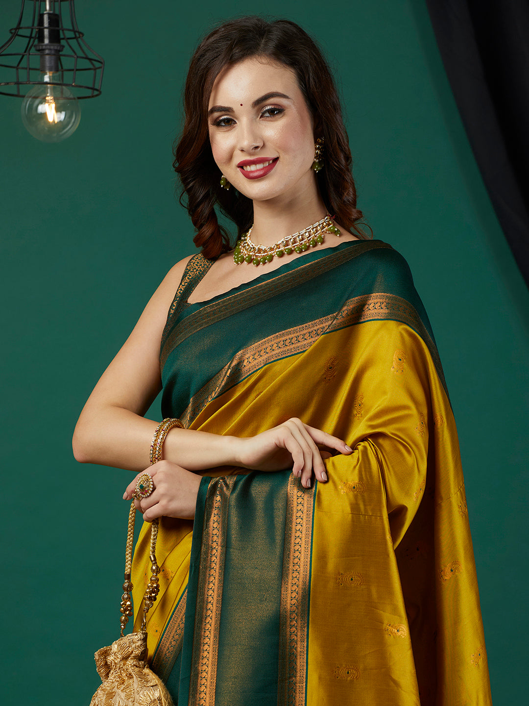 Mustard Banarasi Silk Woven Jari Designer Heavy Looks Glamorous Ceremonial Saree