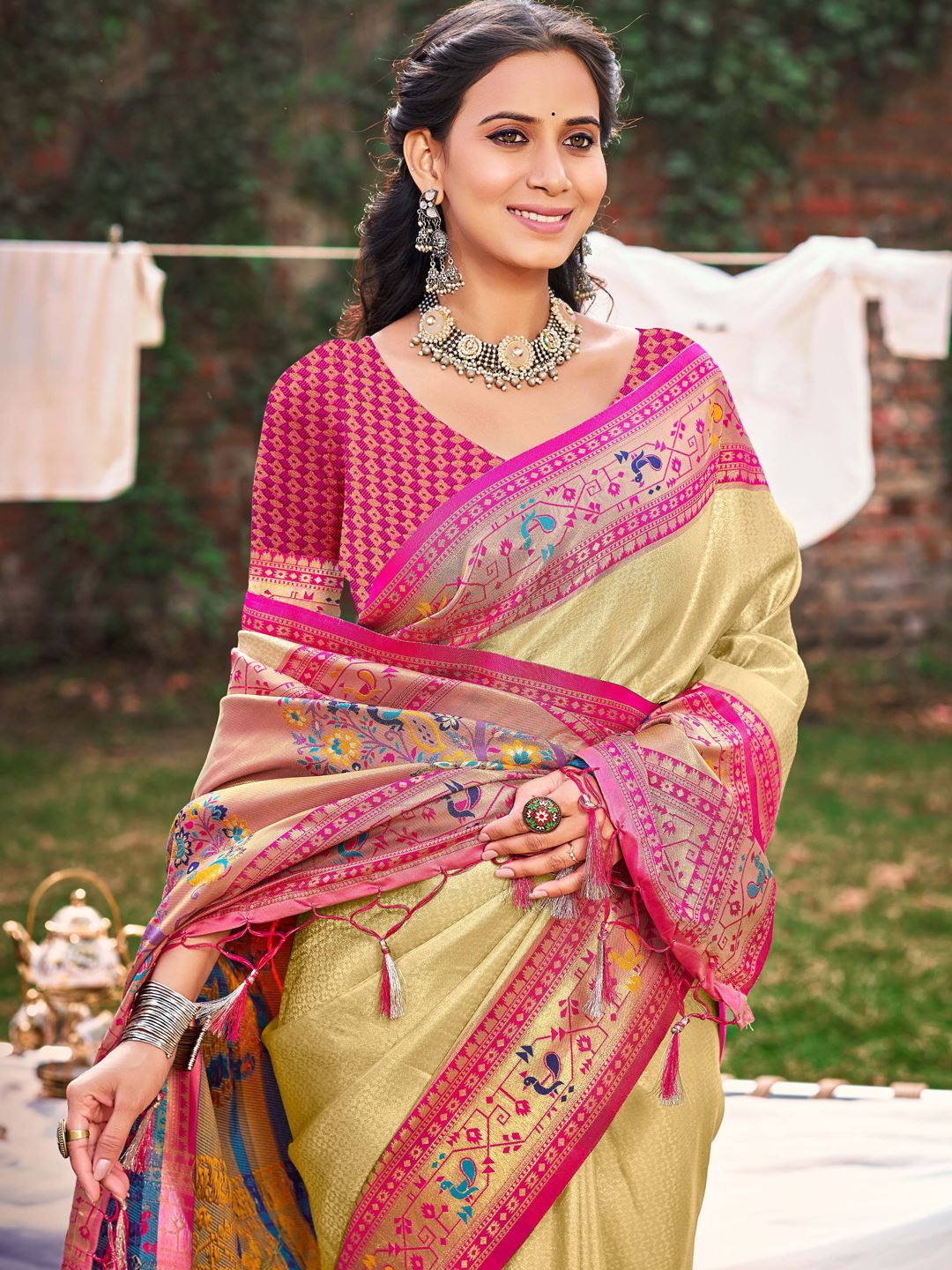 Mustard Color Classic Paithani Silk Saree