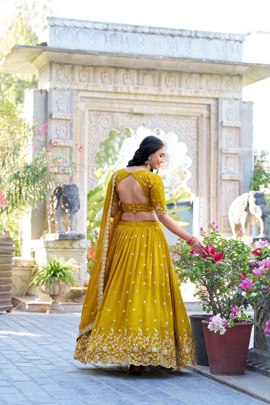 Mustard Magic with Sequins & Thread Work