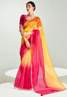Mustard  Rani Organza Saree with Embroidered Blouse