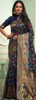Navy Blue Banarasi Silk  Saree with Jacquard Woven Work