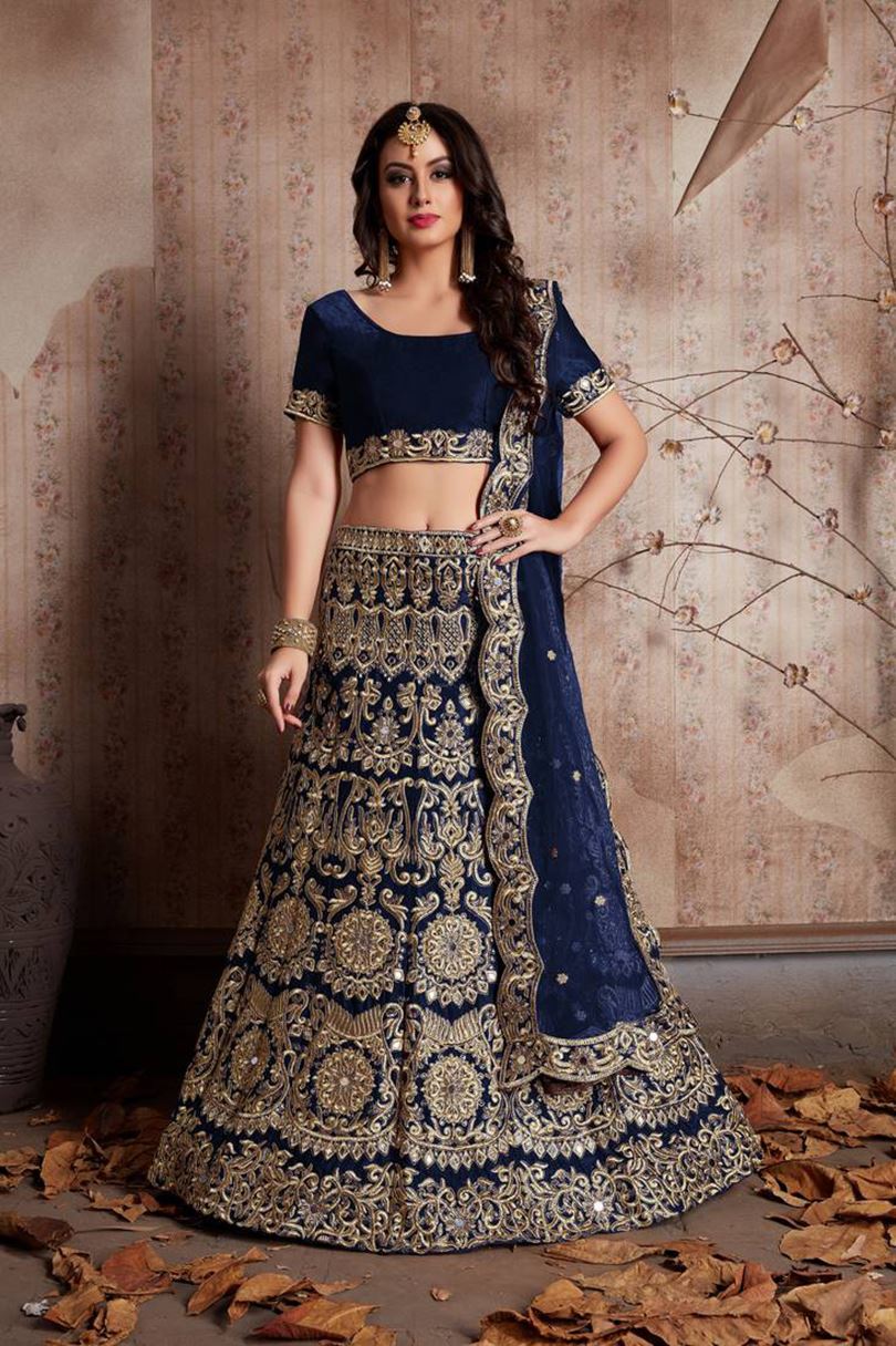 Nevy Blue Lehenga Choli With Zari, Dori and Sequence Embroidery Work
