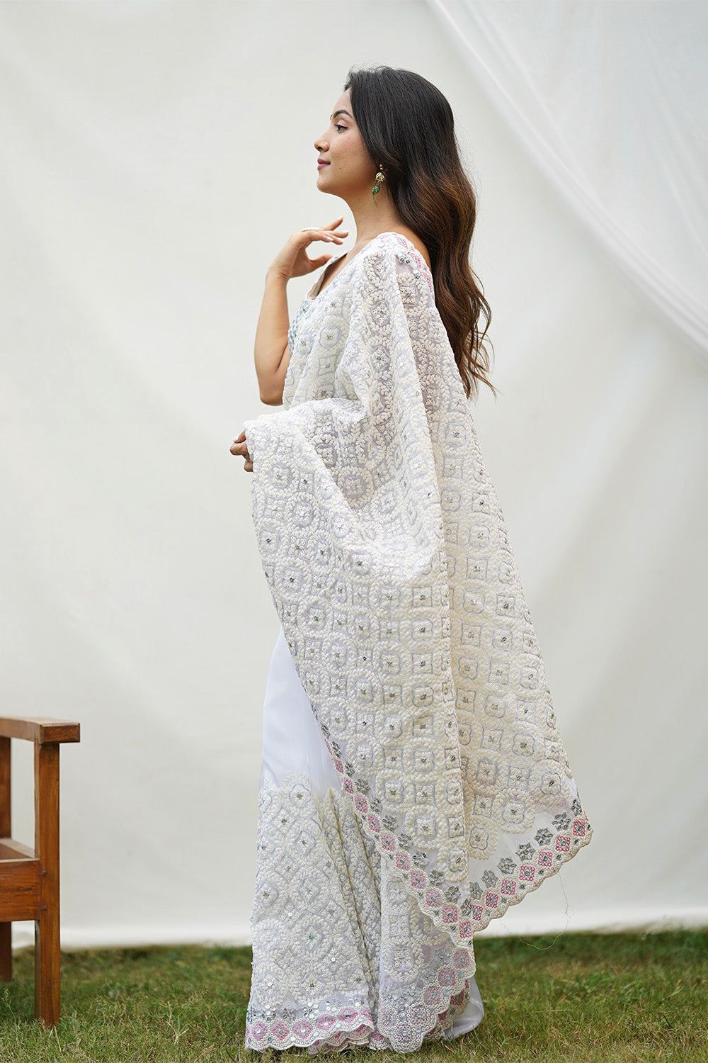 Off White Colour Soft Organza Silk Heavy Work Saree